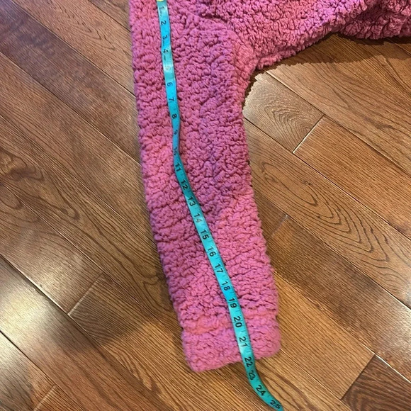 ShineStar Fushia pink plush Teddy Fuzzy Sherpa half zip Sweatshirt Sz L - Picture 11 of 15